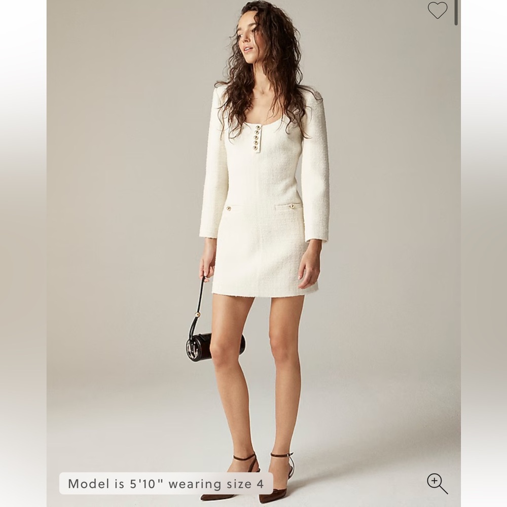 J. Crew Cream Button-Front Tweed Mini Dress